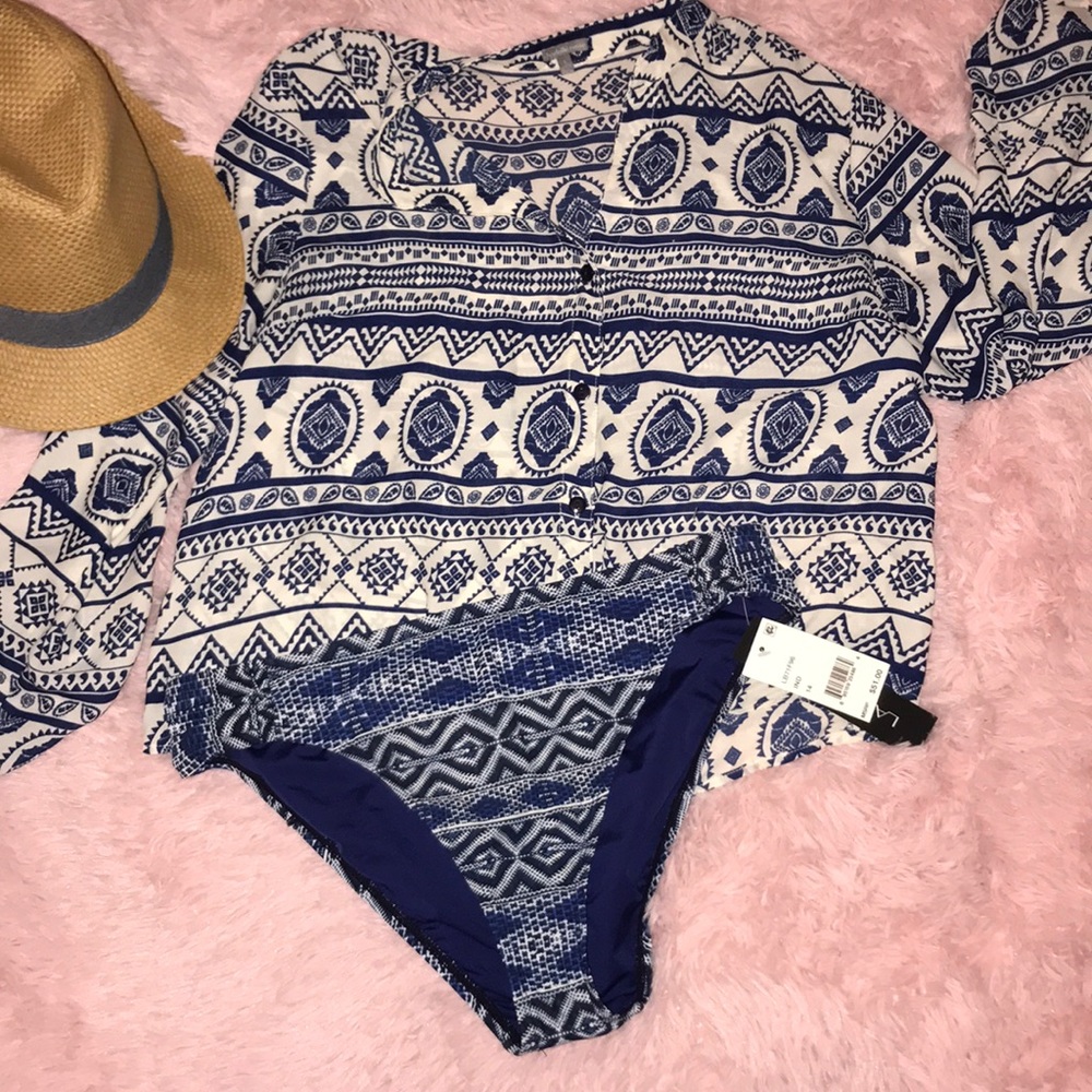 La Blanca Indigo Denim bikini bottoms NWT 14